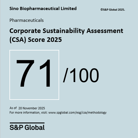 中国生物制药标普全球可持续开展评分再创新高，ESG领导力跻身全行业排名前列